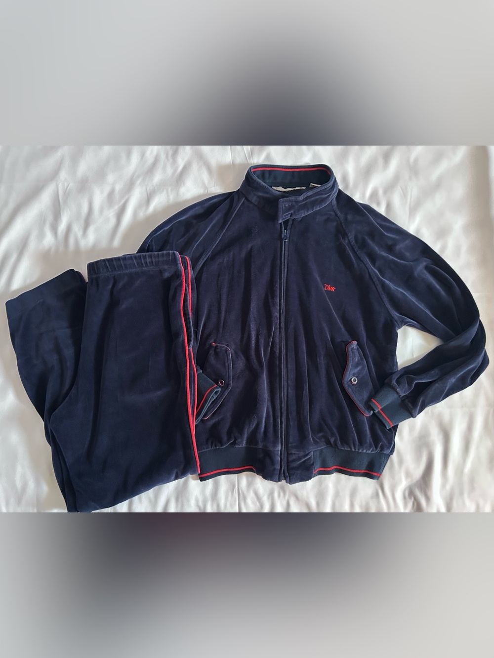 Vintage Dior Navy Velour Tracksuit Size Large